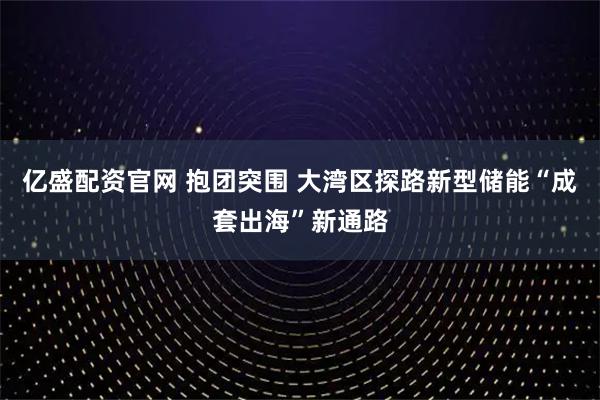 亿盛配资官网 抱团突围 大湾区探路新型储能“成套出海”新通路